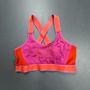 Mons Royale Merino Sports Bra Women's Pink Orange Cross Back Wool Stretch Active